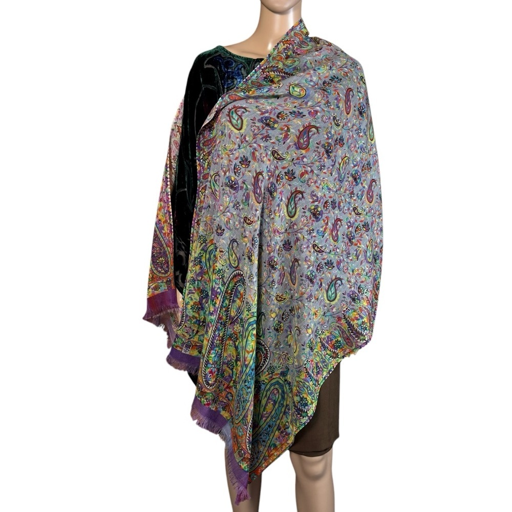 Tolani Wool Paisley Print Large Rectangle Scarf Wrap 28'' x 72''